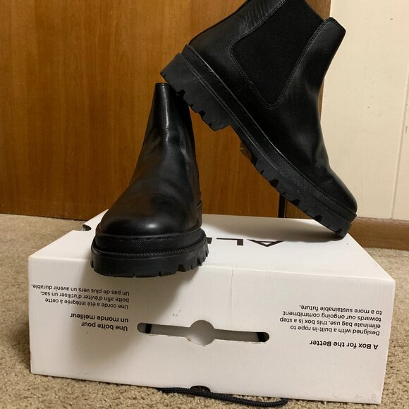 ALDO Alencia Chelsea black leather Men’s Lug Boots size 10.5 - Picture 1 of 9